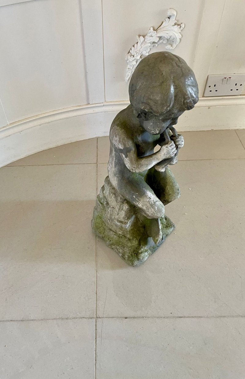 Unusual Antique Victorian Quality Lead Satyr Musician - Image 7